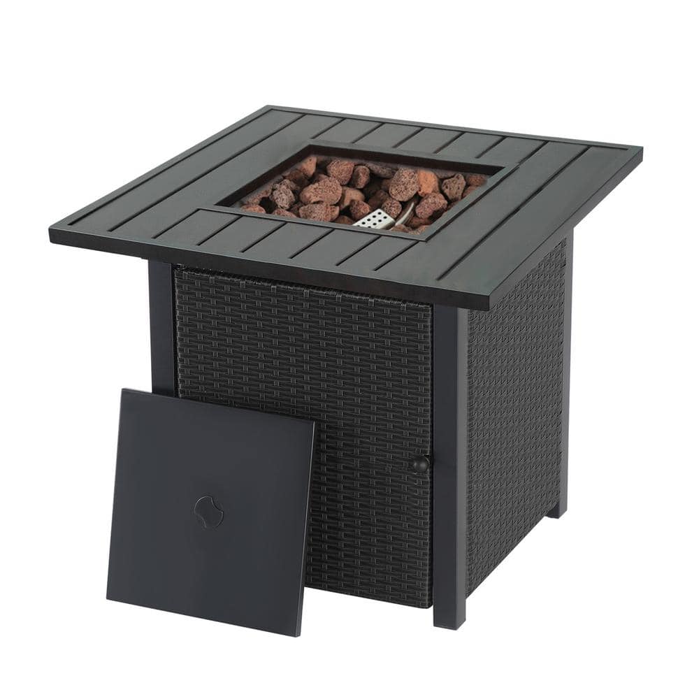 40,000 BTU Patio Outdoor LP Rattan Gas Fire Pit in Black