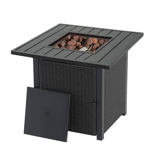 Unbranded 40,000 BTU Patio Outdoor LP Rattan Gas Fire Pit in Black