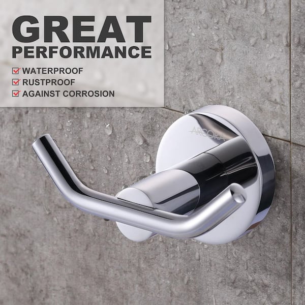 Stainless Steel Bathroom Hook Wall Mount J-Hook Robe/Towel Hook with Concealed Mounting Hardware in Polished Chrome
