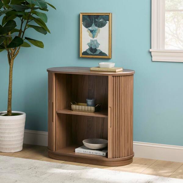 Walker Edison Furniture Company Mocha 30 in. H Modern Reeded