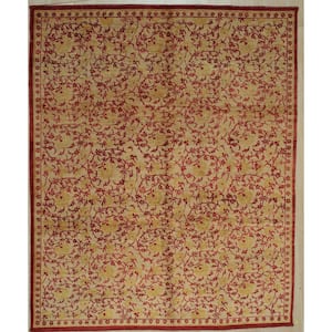 Ivory 10 ft. 1 in. x 13 ft. 10 in. Handmade Afghan Wool Turkish Knot Area Rug