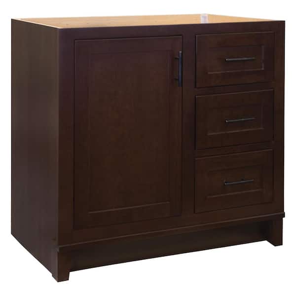 Kinghurst 30 in. W x 21 in. D x 33.5 in. H Bathroom Vanity Cabinet Only in Dark Cognac Kinghurst 30 in. W x 21 in. D x 33.5 in. H Bathroom Vanity Cabinet Only in Dark Cognac