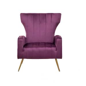 Kaleigh 27.56 in. W Purple Velvet Sofa Chair with Metal Legs