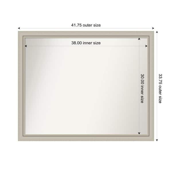 Amanti Art Romano Silver Narrow 41.75 in. x 33.75 in. Custom Non-Beveled Wood Framed Bathroom Vanity Wall Mirror
