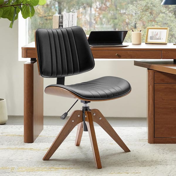 JAYDEN CREATION Leo Faux Leather Ergonomic Armless Office Chair in Black