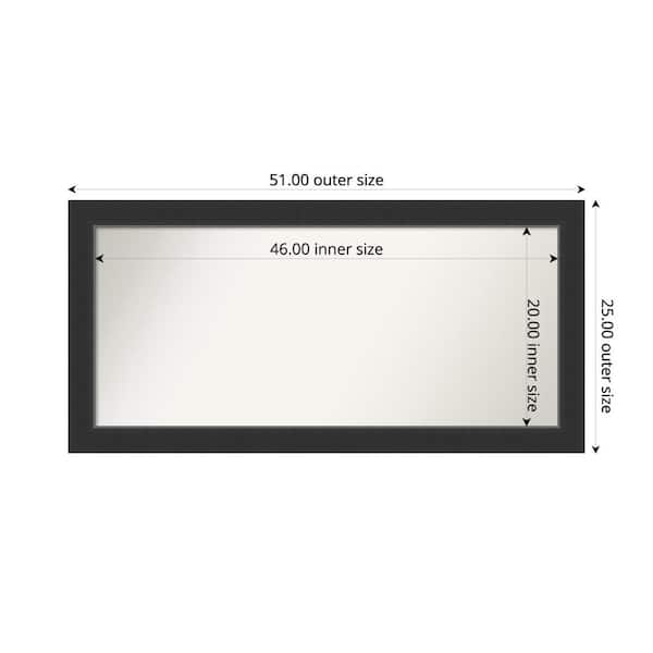 Amanti Art Corvino Black 51 in. x 25 in. Custom Non-Beveled Wood Framed Bathroom Vanity Wall Mirror