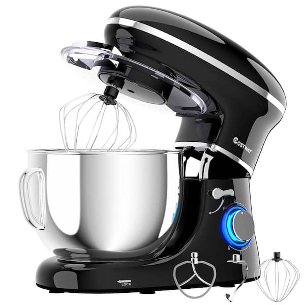 Costway 660W 6.3 qt. . 6-Speed Black Stainless Steel Stand Mixer with Dough Hook