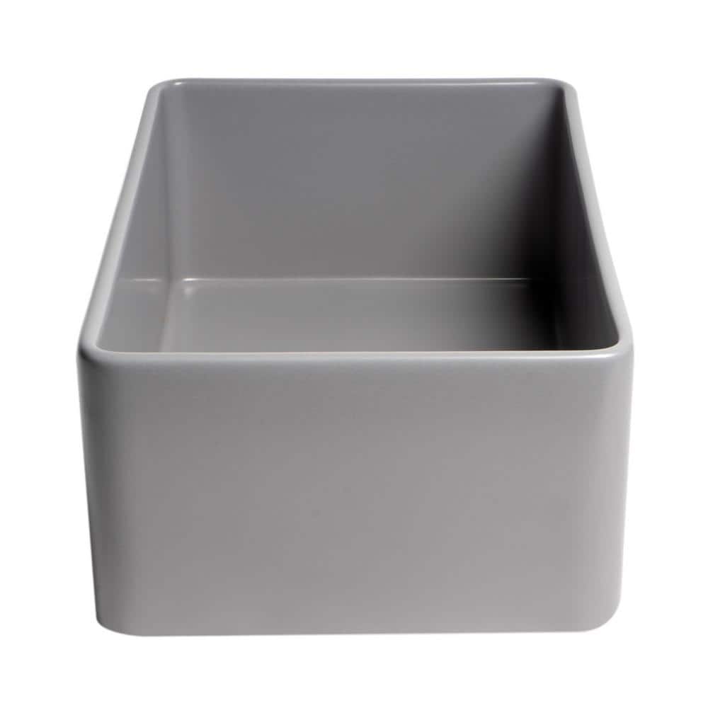 Gray Matte Fireclay 30" Single Bowl Farmhouse Sink