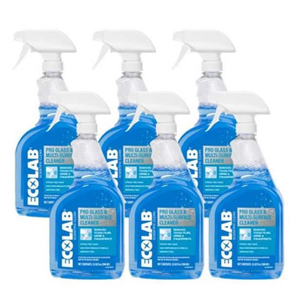 ECOLAB 32 oz. Ammonia-Free Pro Glass Cleaner and Multi-Surface Cleaner Spray Bottle for Windows and Mirrors (6-Pack)