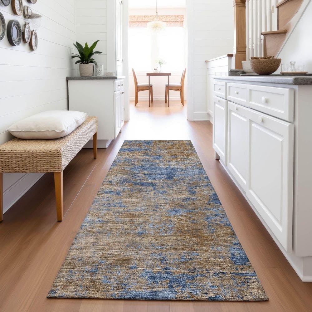 Mayfield Premium Machine Washable Abstract AMF1093 Navy 2 ft. 3 in. x 7 ft. 6 in. Runner Rug price history on PriceWatchPro