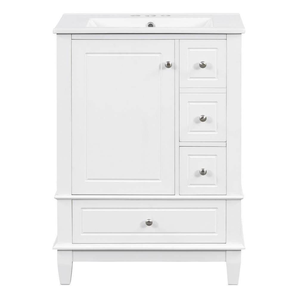 24 in. W Single Sink Freestanding Bath Vanity in White with White Ceramic Top Unassembled price history on PriceWatchPro
