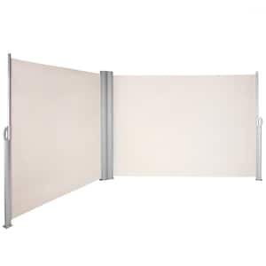 63 in. x 236 in. Retractable Rust-Proof Patio Sunshine Screen Privacy Divider for Courtyard, Beige