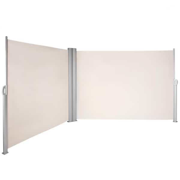 VEVOR 236 in. x 71 in. Beige Retractable Rust-Proof Patio Sunshine Privacy Divider Wind Screen for Courtyard