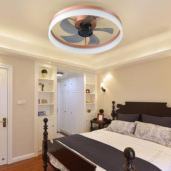 19.7 in. Integrated LED Indoor Rose Gold Ceiling Fan with Remote Control, Adjustable 3-Color Temperature