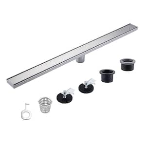 36 in. Stainless Steel Linear Shower Drain with Tile-in Cover in Brushed Nickel