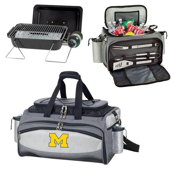 Picnic Time Michigan Wolverines - Vulcan Portable Propane Grill and Cooler Tote by Embroidered