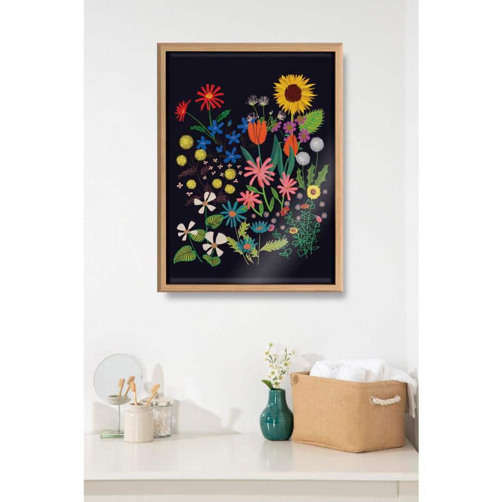 Blake Dark Flora Framed Glass Botanical Wall Art, 18x24 Natural