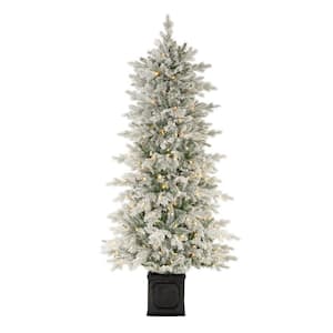 6.5 ft LED Pre-Lit Potted Artificial Christmas Tree with 250 Warm White Lights