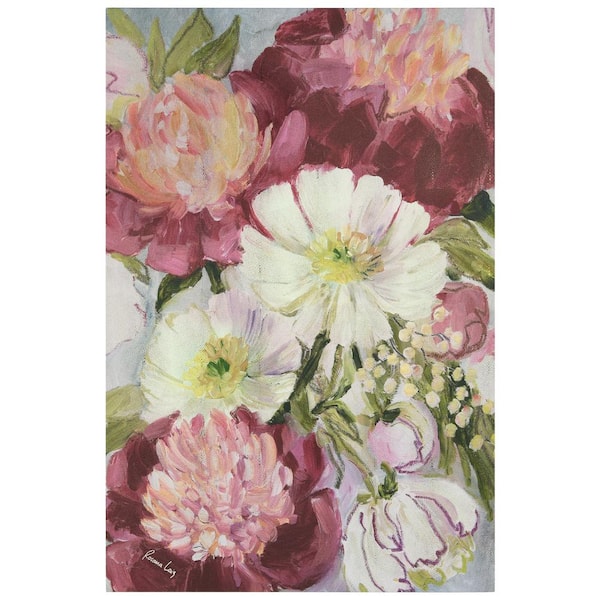 Floral Symphony  a Burst of Flowers' Elegance Rendered on Gold Shagreen Wrapped canvas Wall Art Sized 60 in. x 40 in.