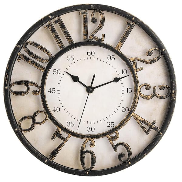 Unbranded 12 in. Gold Analog Retro Decorative Round Quartz Wall Clock, Silent Non-Ticking Battery Operated