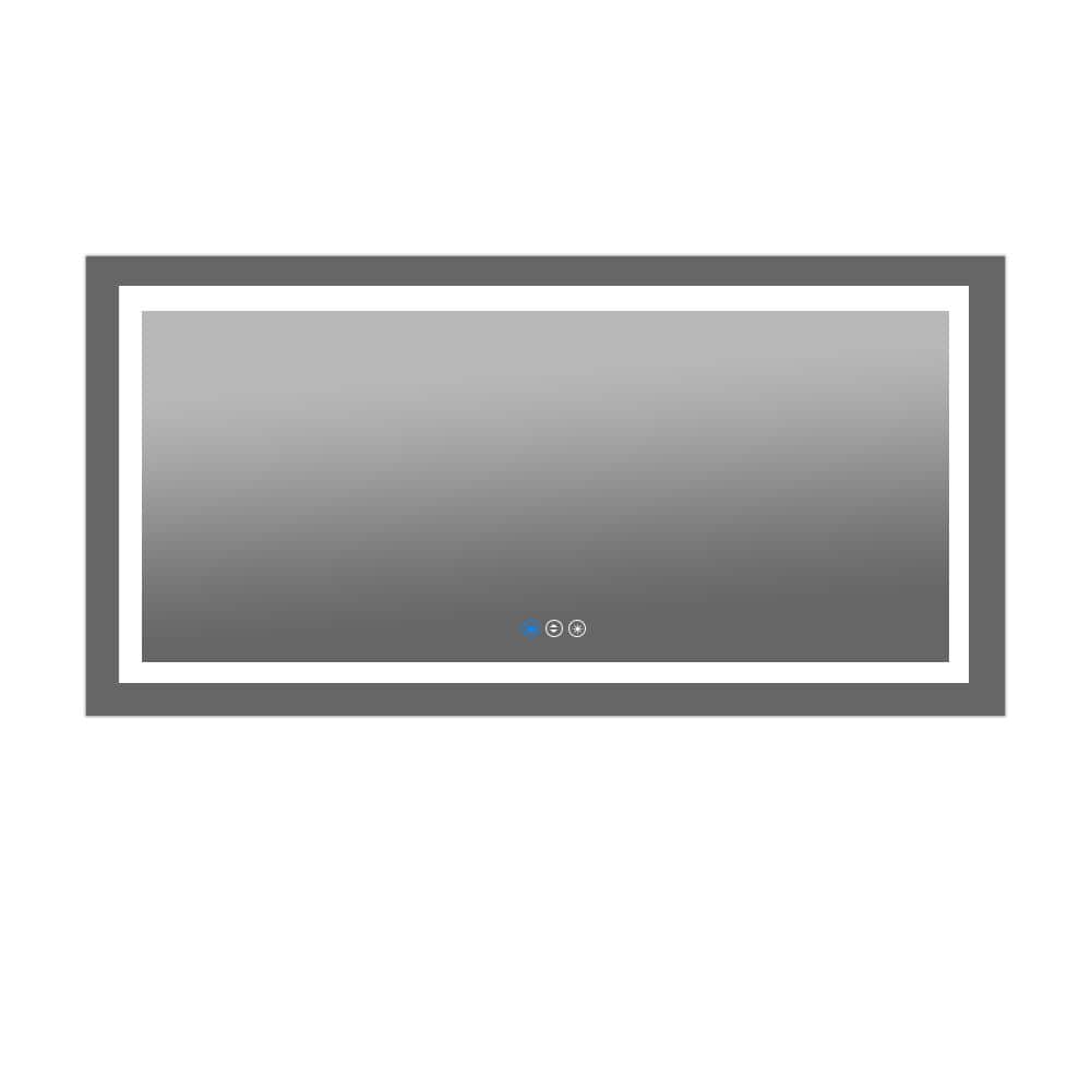 72 in. W x 36 in. H LED Large Rectangular Frameless AntiFog Wall