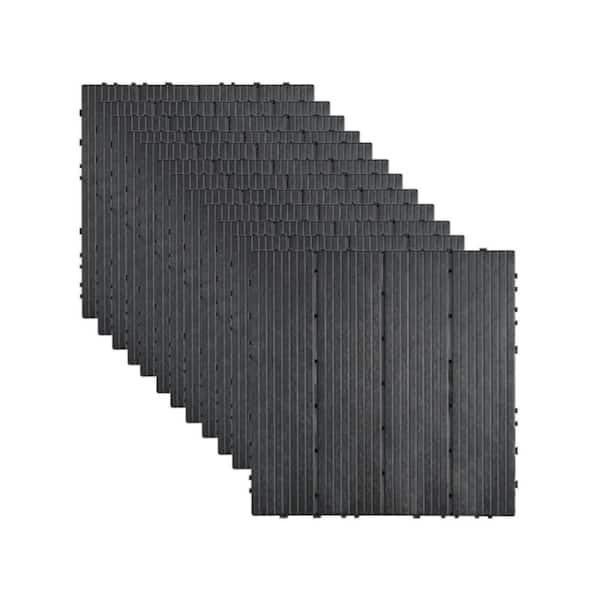 Afoxsos 1 ft. x 1 ft. Composite Interlocking Deck Tiles, Waterproof Patio Deck Tiles in Dark Grey for Porch, Poolside (54-Pack)