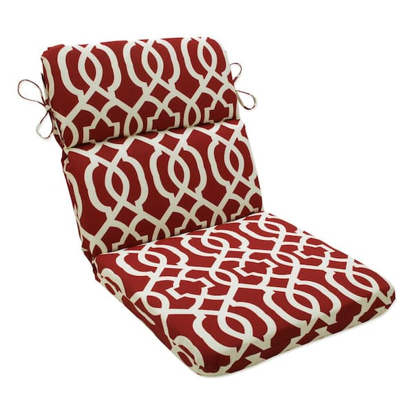 Pillow Perfect Trellis Outdoor/Indoor 21 in. W x 3 in. H Deep Seat, 1 Piece Chair Cushion with Round Corners in Red/Ivory New Geo