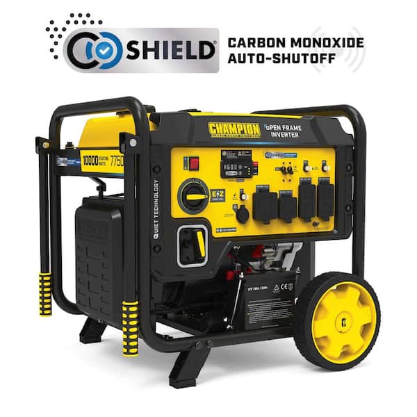 10,000/7,750-Watt Recoil Start Gasoline Open Frame Inverter Portable Generator w/ Quiet Technology and CO Shield​​​​​​​