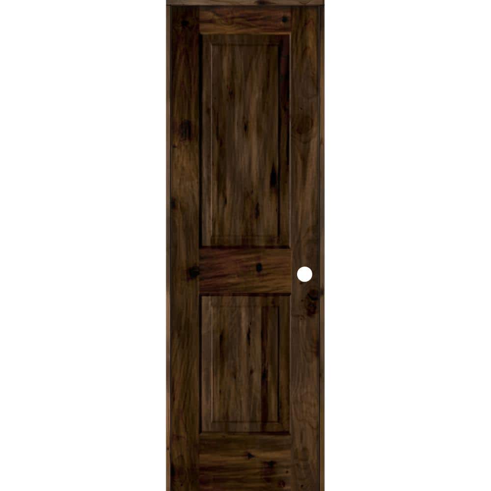 24 in. x 80 in. Rustic Knotty Alder Wood 2-Panel Square Top Left-Hand/Inswing Black Stain Single Prehung Interior Door price history on PriceWatchPro