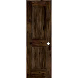 24 in. x 80 in. Rustic Knotty Alder Wood 2-Panel Square Top Left-Hand/Inswing Black Stain Single Prehung Interior Door