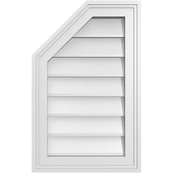 Ekena Millwork 14 in. x 22 in. Octagonal Surface Mount PVC Gable Vent: Decorative with Brickmould Frame