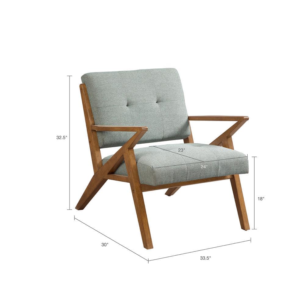 Mid-Century Modern Seafoam Lounge Chair with Pecan Wood Finish