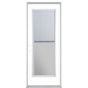 32 in. x 80 in. Full Lite Mini Blind Right-Hand Inswing Painted Steel Prehung Front Exterior Door No Brickmold