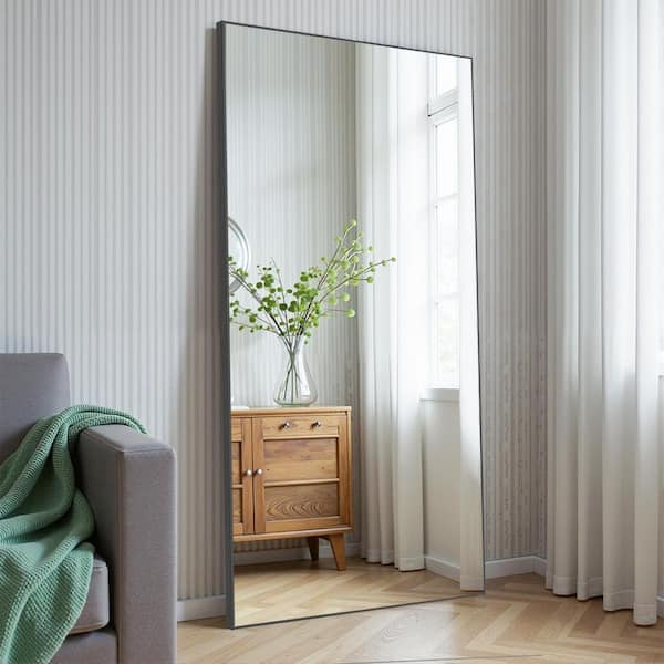 Black 34 in. W x 71 in. H Rectangular Metal Framed Full Length Mirror Standing Floor /Leaning Mirror for Room Decor