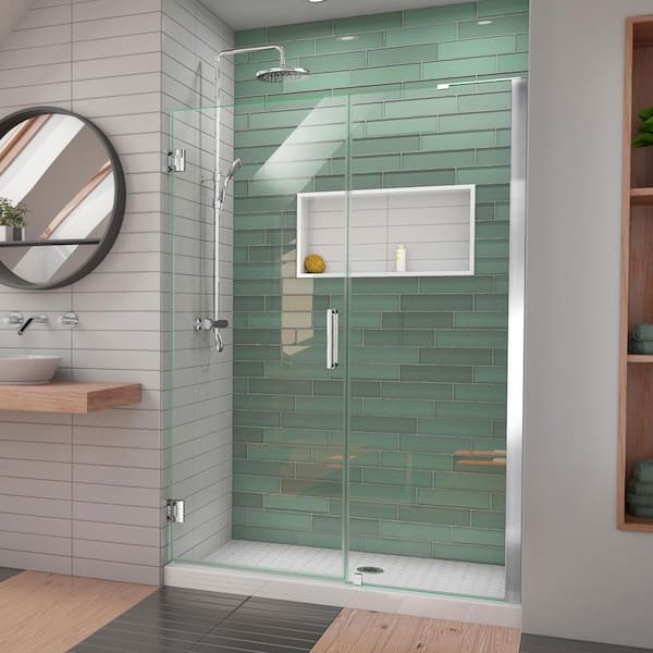 DreamLine Unidoor-LS 48 in. to 49 in. W x 72 in. H Frameless Hinged Shower Door with L-Bar in Chrome