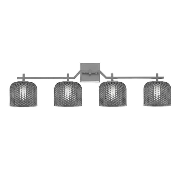 Bridgewater 35.75 in. 4 Light Vanity Light Graphite with 6 in. Smoke ...