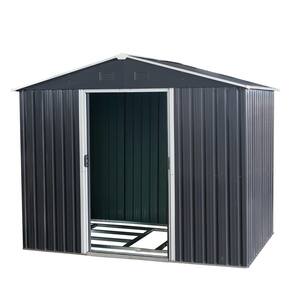 8 ft. x 6 ft. Outdoor Metal Shed Storage in Black with Floor Base (48 sq. ft.)