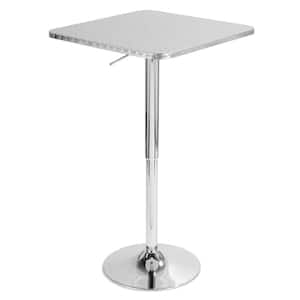 Bistro Square Silver Adjustable Bar Table