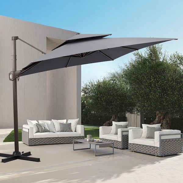 11 double layer patio umbrella COSTWAY Pieces Dining Set With 15 Feet Double-Sided Patio and Base-Beige  REBEL Choose this outdoor umbrella to add a touch of warmth to your outdoor garden. Double-Sided Rectangular Patio Umbrella |