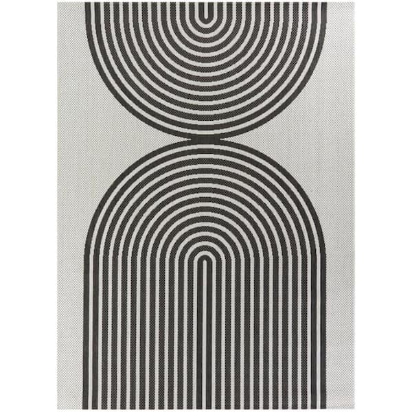BALTA Cerise White 5 ft. 3 in. x 7 ft. Geometric Indoor/Outdoor Area Rug
