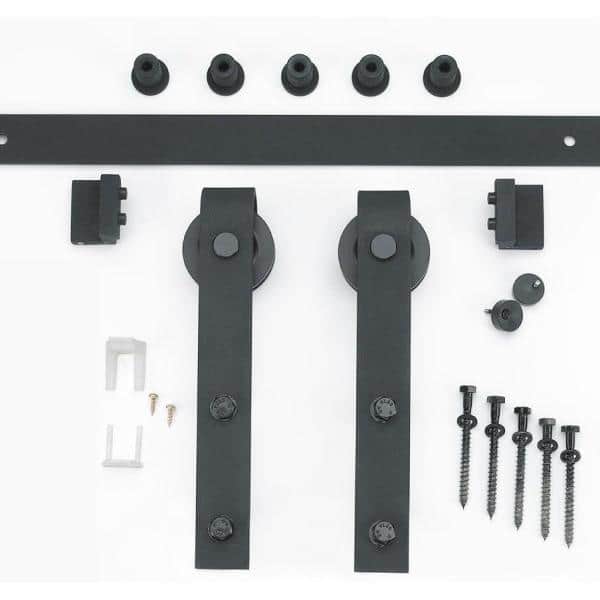 36 in. x 84 in. Canadian Hemlock Distressed Smoke Sliding Barn Door with Hardware Kit 36 in. x 84 in. Canadian Hemlock Distressed Smoke Sliding Barn Door with Hardware Kit