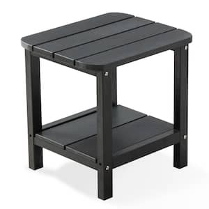 Adirondack Square Resin Outdoor Side Table in Black