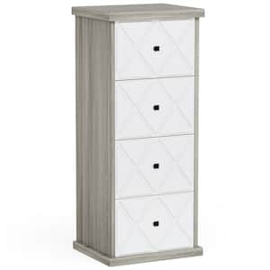 Cindy 4-Drawer White Gray Wood 19.69 in. W Lateral Vertical File Cabinet A4/Letter/Legal Size Office Storage