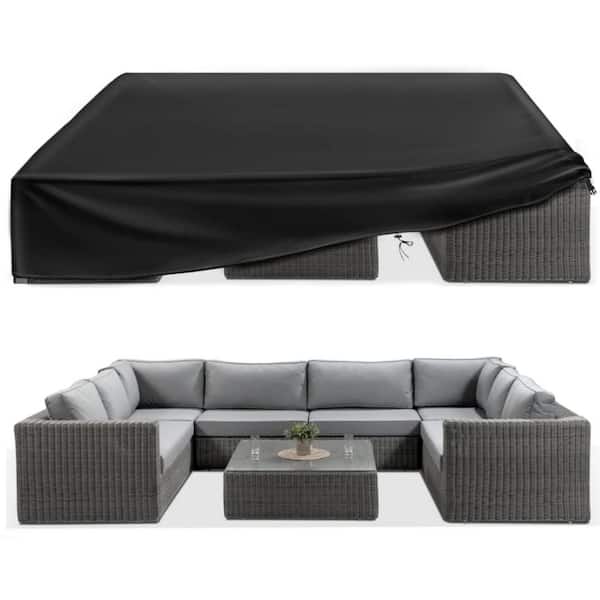 OVCRNIBI Outdoor Furniture Cover, Waterproof, Sofa Table Cover, Tear Resistant, 110 in. L x 84 in. W x 28 in. H, Black