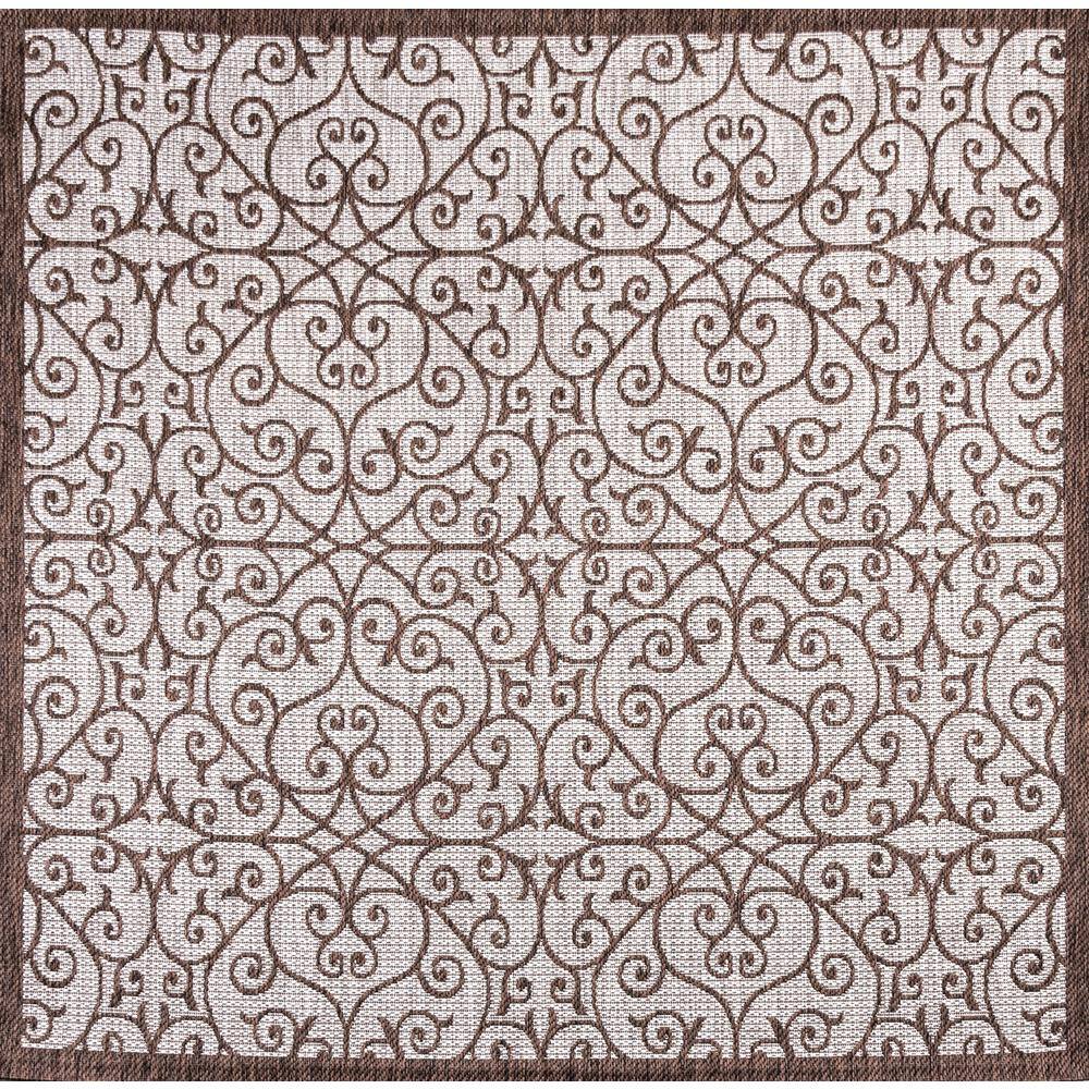 Madrid Taupe and Espresso Square Synthetic Area Rug