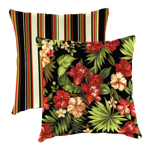 Jordan Manufacturing 16 in. L x 16 in. W x 4 in. T Square Reversible Outdoor Throw Pillow in Anya Claret and Providence Claret (2-Pack)