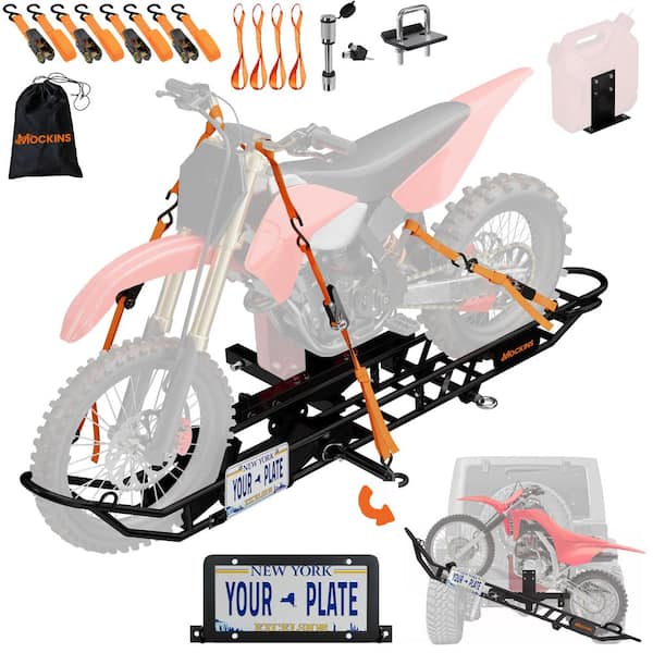 510 lbs. Capacity Dirt Bike Hitch Hauler - Ramp Free, Tilting Design for Easy 1-Person Loading - Gas Can Attachment