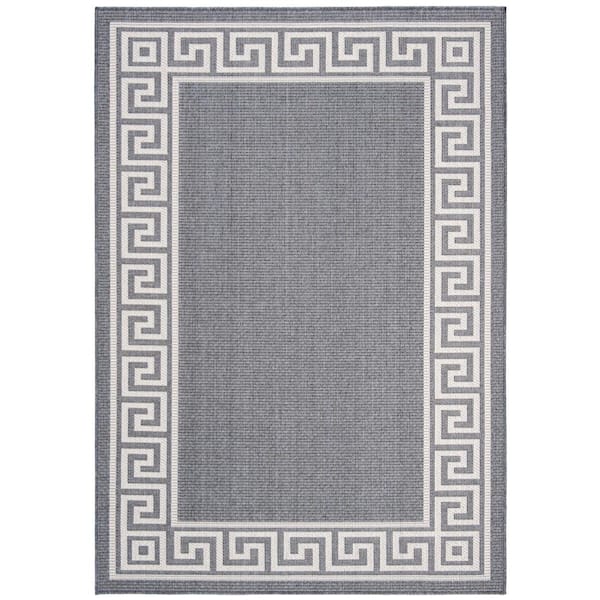 Bermuda Dark Blue/Ivory 8 ft. x 10 ft. Geometric Indoor/Outdoor Patio  Area Rug