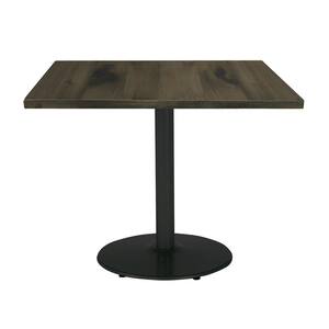 Urban Loft 36 in. Square Barnwood Solid Wood Dining Table with Round Black Steel Frame (Seats 4)