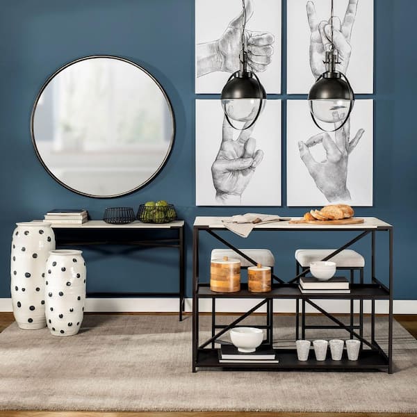 Frodo 26 in. Seat Height White Fabric Seat Black Metal Base Stool